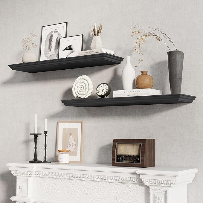 Fun Memories Floating Shelves 36 Inch Long, 9.3 Inch Deep Classic Crown Molding