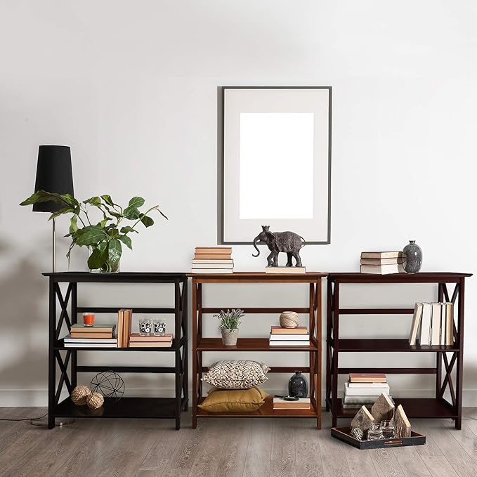 Montego 3-Shelf Bookcase-Walnut