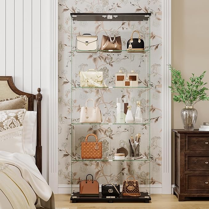 APRILSOUL Glass Display Cabinet 5-Shelf