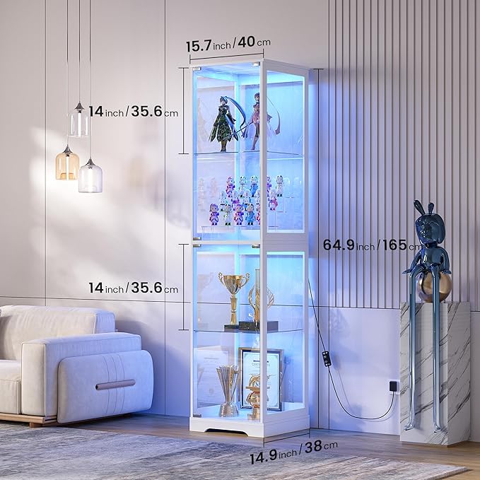 Glass Display Cabinet with Doors, Bookcase