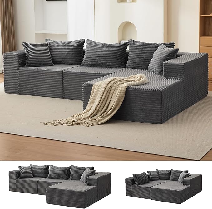 Hetoy Oversized L Shape Modular Sofa, Soft Modular Sectional Couch