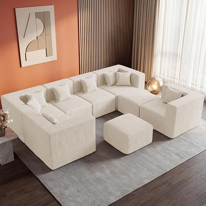 MONVANE Modular Sectional Sofa, Oversized 8 Seat Convertible U Shaped Couch