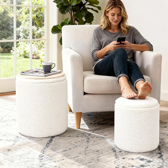 CAROLMADE Set of 2 Round Ottoman