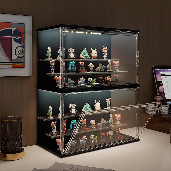 Clear Display Case for Collectibles, 3-Tier Adjustable Figure Display Case
