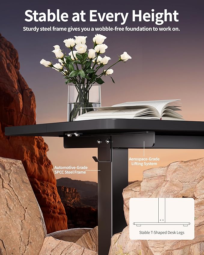 BIZUM Electric Standing Desk 63 x 24 Inch Computer Desk-Gaming Desk Black Home