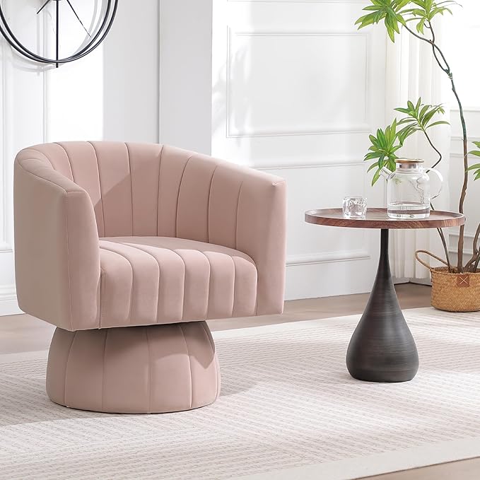 Swivel Accent Barrel Chair, Cute Comfy Small Round 360° Arm Chair. Velvet Sofa