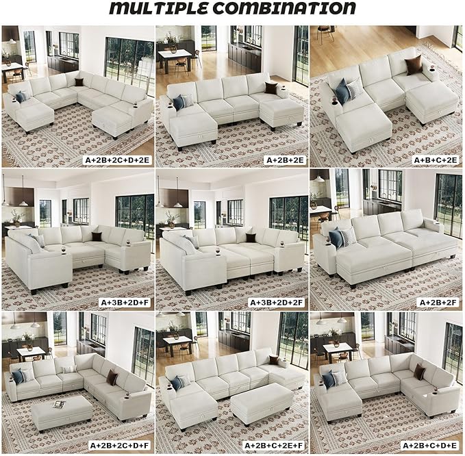 Belffin Fabric Large Ottoman