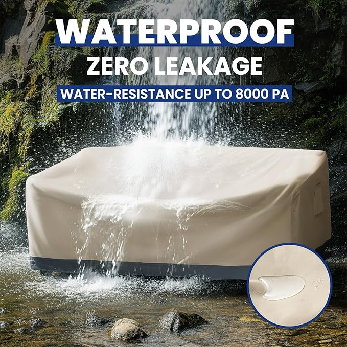 Extra Heavy Duty Outdoor Couch Cover Waterproof, Large 3-Seater Patio Sofa Cover