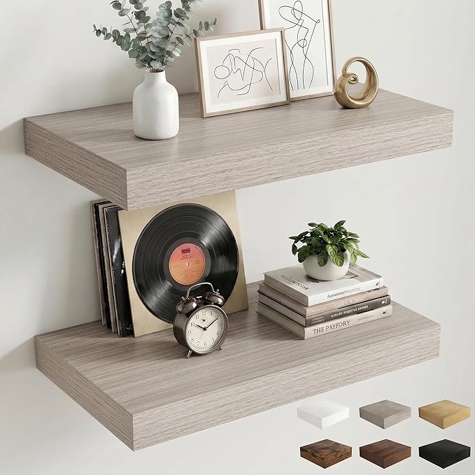 Dreamland Floating Shelves 24inch, 2 Pack Rustic Wooden Wall Shelves, Wall