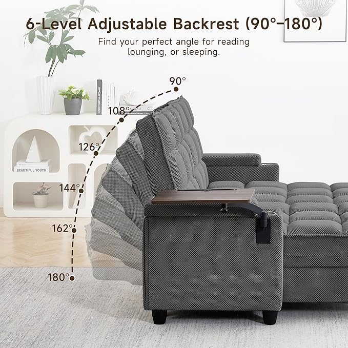 70.9" Chaise Lounge Chair Indoor, Oversized Boucle Upholstered Sofa Bed