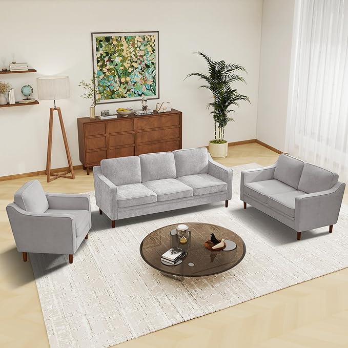 Kingfun Living Room Furniture Sets, 3 Seater Couch, Armchair and Loveseat