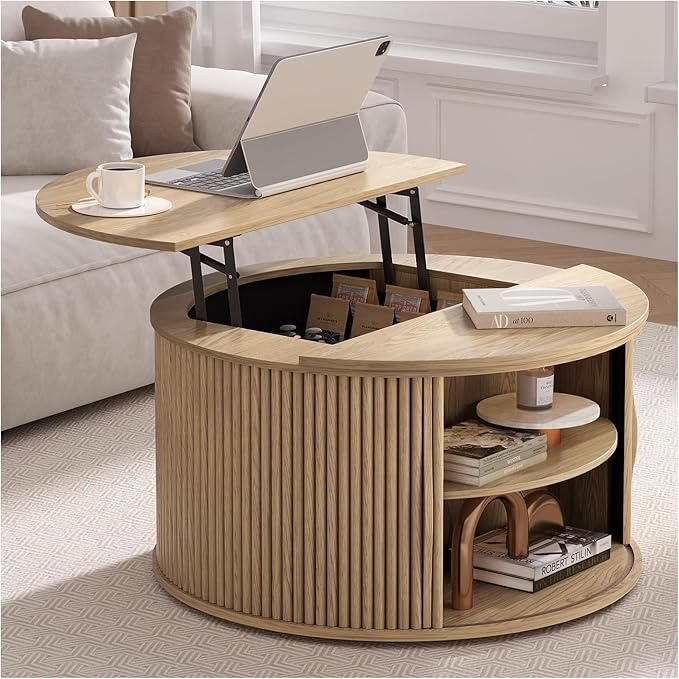 JOINICE 31.5" Round Lift Top Coffee Table