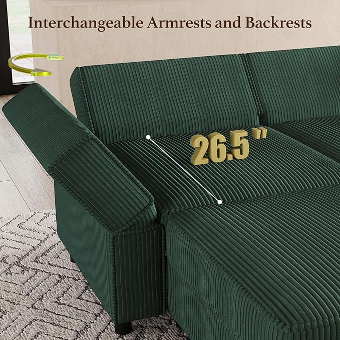 Belffin 114.2" 8 Seats Modular Sectional Sofa U Shaped Couch
