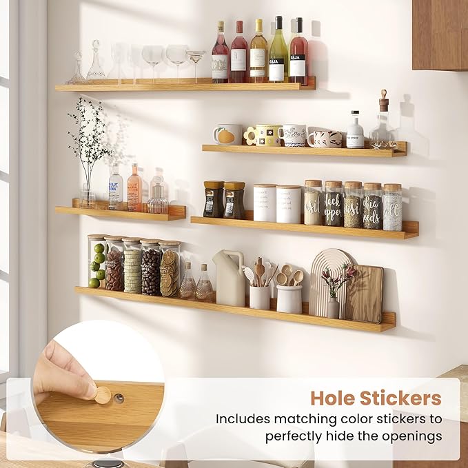 Fun Memories Picture Ledge Shelves Set of 2, 48 Inch Rustic Wall Mounted