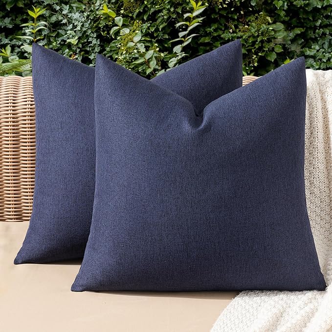 MIULEE Pack of 2 Decorative Outdoor Solid Waterproof Throw Pillow Covers Faux