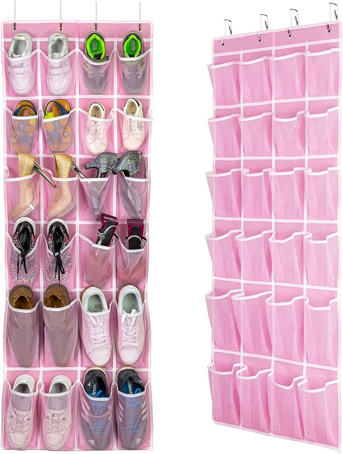 SAVERHO 2 Pack Hanging Shoe Organizer，Over Door Shoe Organizer