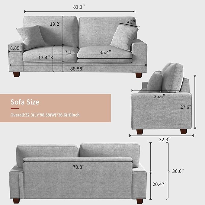DOPEDIO Modern Loveseat Sofa for Living Room, Chenille Recliner, Removable Cover