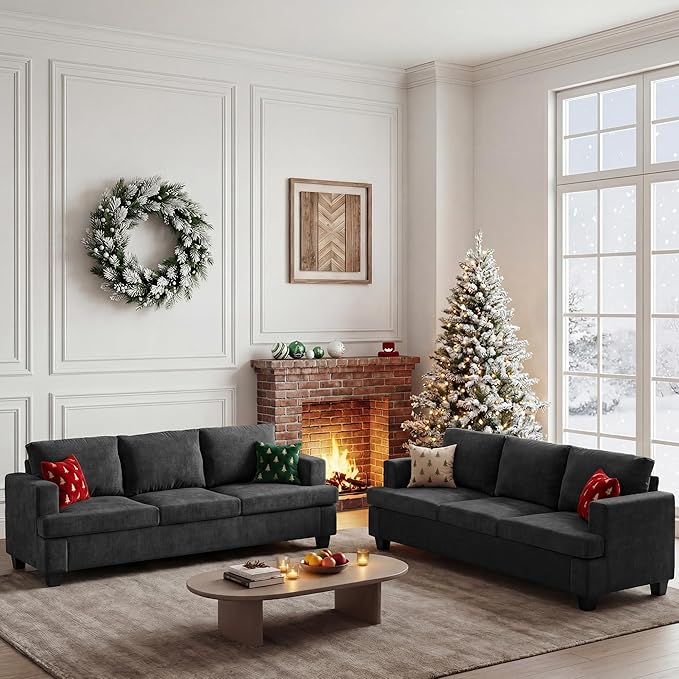 Apicizon 3-Seater Sofa & 3-Seater Sofa, 2 Piece Set Comfy Couch