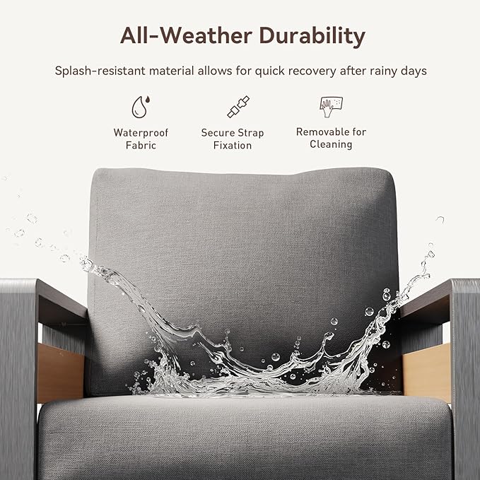 Aoxun Aluminum Outdoor Patio Furniture Set, 2 Seats Metal Sectional Patio