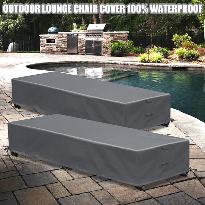 Waterproof Patio Lounge Chair Cover 1 Pack Outdoor Chaise Lounge Covers 600D