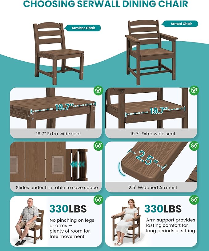 SERWALL Outdoor Dining Set for 8 – HDPE Patio Set