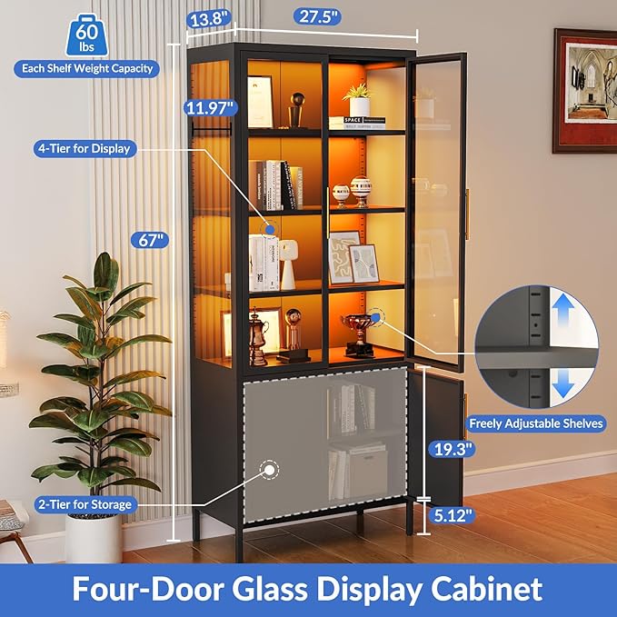 6-Tier Glass Display Cabinet