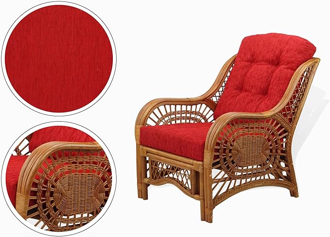 Malibu Lounge Living Accent Armchair Natural Rattan Wicker Handmade Design