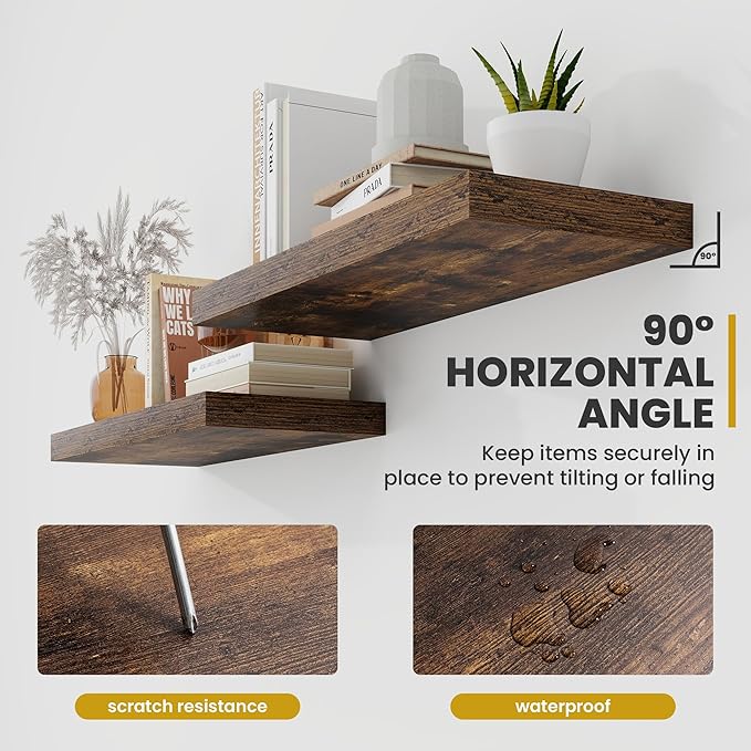 Acovy 30 Inch Floating Shelves, 9.3" Deep Floating Shelf Wall Mounted, Rustic