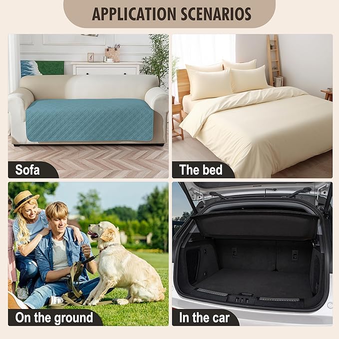 Genina Waterproof Couch Cover, Washable Anti-Slip 86.6 inch Sofa Covers