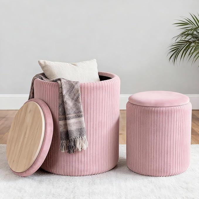 CAROLMADE Set of 2 Round Ottoman