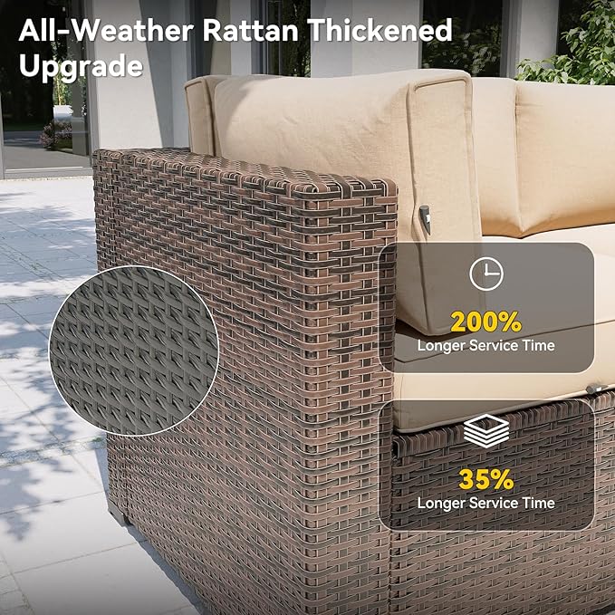 Aoxun Patio Furniture Set, 11 Piece Outdoor Sectional Sofas