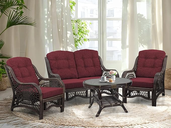 Malibu Lounge Loveseat Sofa Natural Rattan Wicker Handmade Design