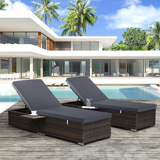 Chaise Lounge Cushion for Outdoor Furniture, Waterproof Fade and Tear Resistant