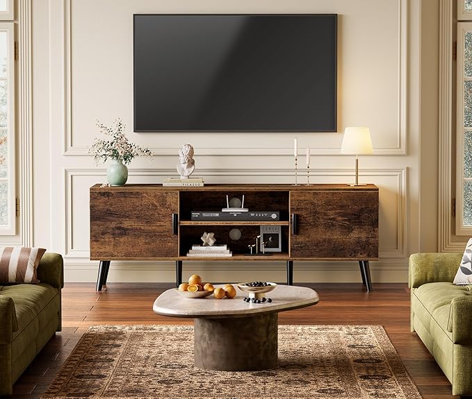 SUPERJARE TV Stand for 55 Inch TV, Entertainment Center