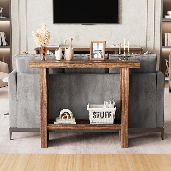LIFECHOVY Farmhouse Wood Entryway Table Narrow Console Tables