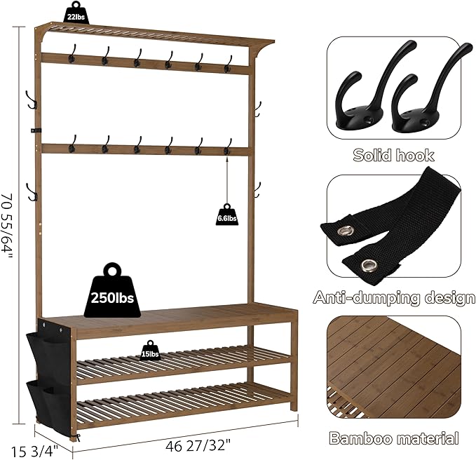 AMBIRD 6-in-1 Bamboo Hall Tree