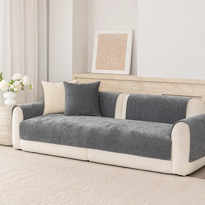 Premium Chenille Sofa Cushion Covers，Upgraded Anti-Slip Sectional Couch