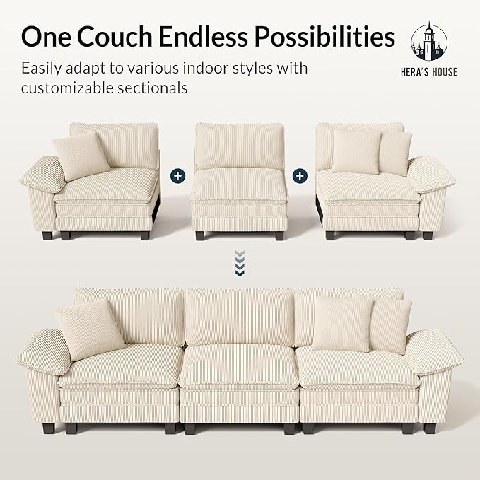 HERA'S HOUSE 88" Modular Sectional Sofa, L Shaped Couches