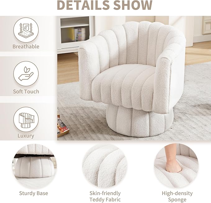 Swivel Accent Barrel Chair Set of 2- Cute Comfy Small Round 360° Arm Chair