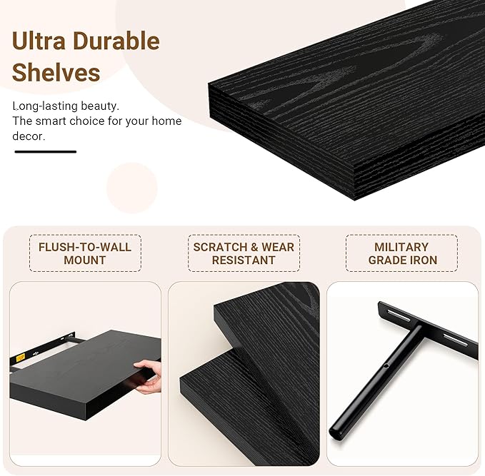 55 Inch Floating Shelves, 12 Inch Deep Floating Shelves