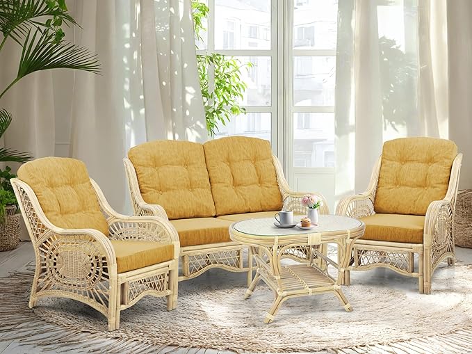 Malibu Lounge Living Accent Armchair Natural Rattan Wicker Handmade Design