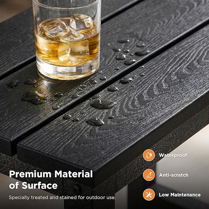 ODK Outdoor Coffee Table with Double-Layer Storage, Rectangle Weather-Resistant