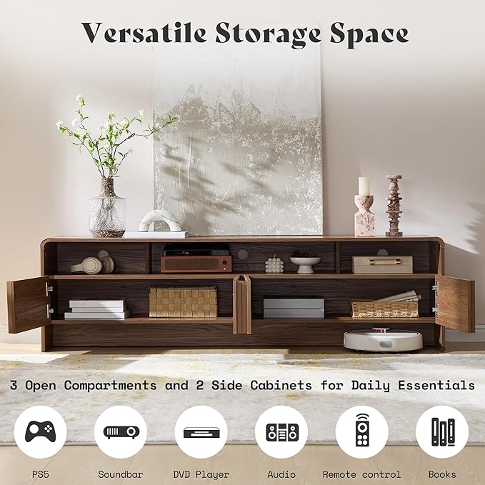 AMERLIFE 70" Fluted Wood TV Stand
