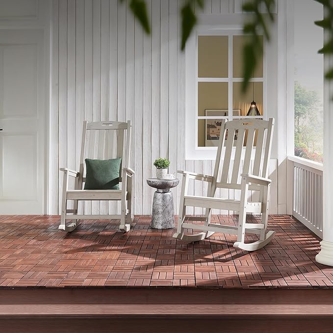 Psilvam Oversized Outdoor Rocking Chair Set of 2, Porch Rocker