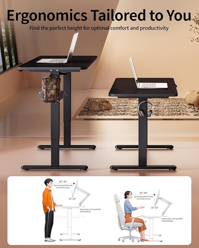 BIZUM Electric Standing Desk 63 x 24 Inch Computer Desk-Gaming Desk Black Home