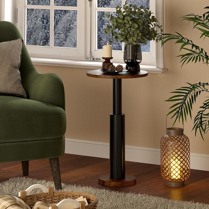 LAATOOREE Small Round Side Table, Accent Drink Coffee Table, Pedestal End Table