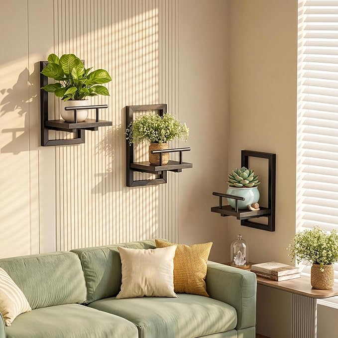 Sbosbo Floating Shelves for Wall, Plant Shelf Indoor, Wall Planters for Indoor