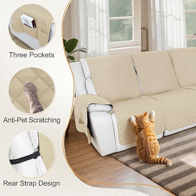 HDCAXKJ Reclining Sectional Couch Covers L Shape Recliner Sofa Middle Console