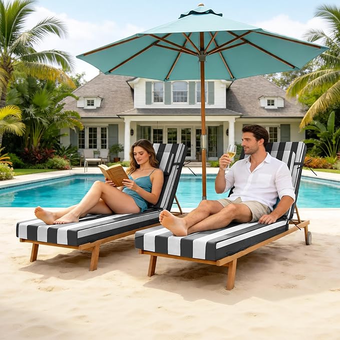 Chaise Lounge Cushions Outdoor 80x26x6 Inch, Fade Resistant 6'' Thicken Outdoor