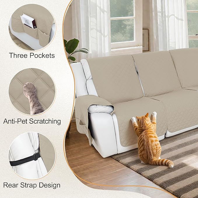 HDCAXKJ 100% Waterproof Reclining Sectional Couch Covers L Shape Recliner Sofa